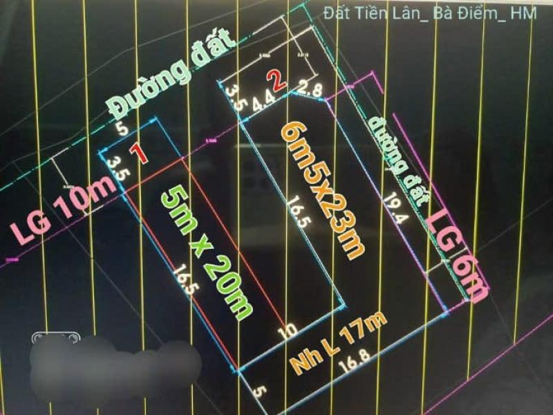 Bán đất hẻm Góc 2 mặt tiền xã Bà điểm , hóc môn , TPHCM 