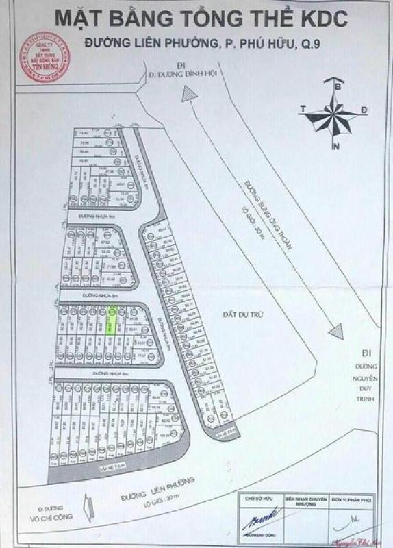 Đất dự án Tín Hưng Liên Phường,P Phú Hữu,TP Thủ Đức (Q9):