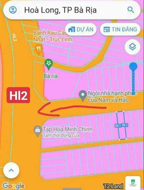 HÒA LONG TP BÀ RỊA Lan Anh 4 truc chính.huong lô 2 vao 50m