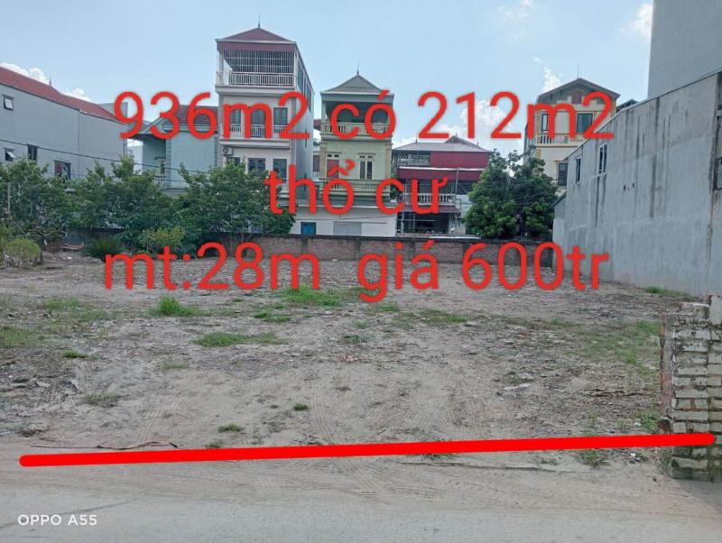 Bán gấp lô đất ngộp thở diện tích: 936m2  có 212m2 thổ cơ mặt tiền dài 28m  sổ đỏ (Hà Nội)