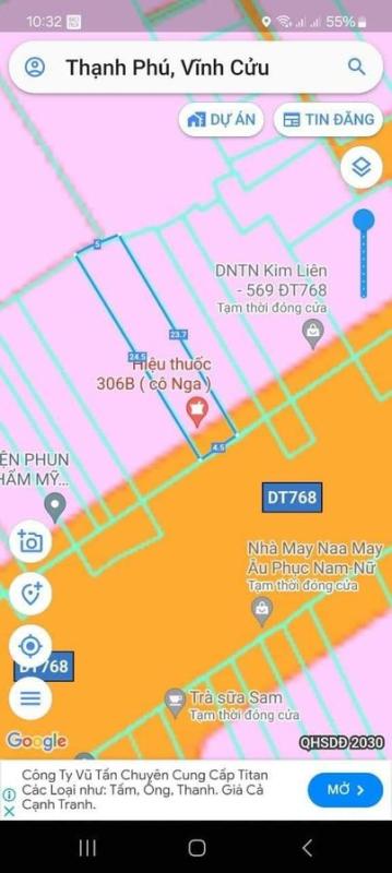 Mặt tiền DT768. Gần chợ Thạnh Phú. 