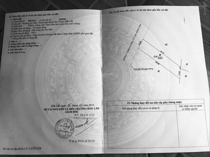 Đất chính chủ mặt tiền 30.4, EaTam - Buôn Mê Thuột 878m2 QH thổ cư