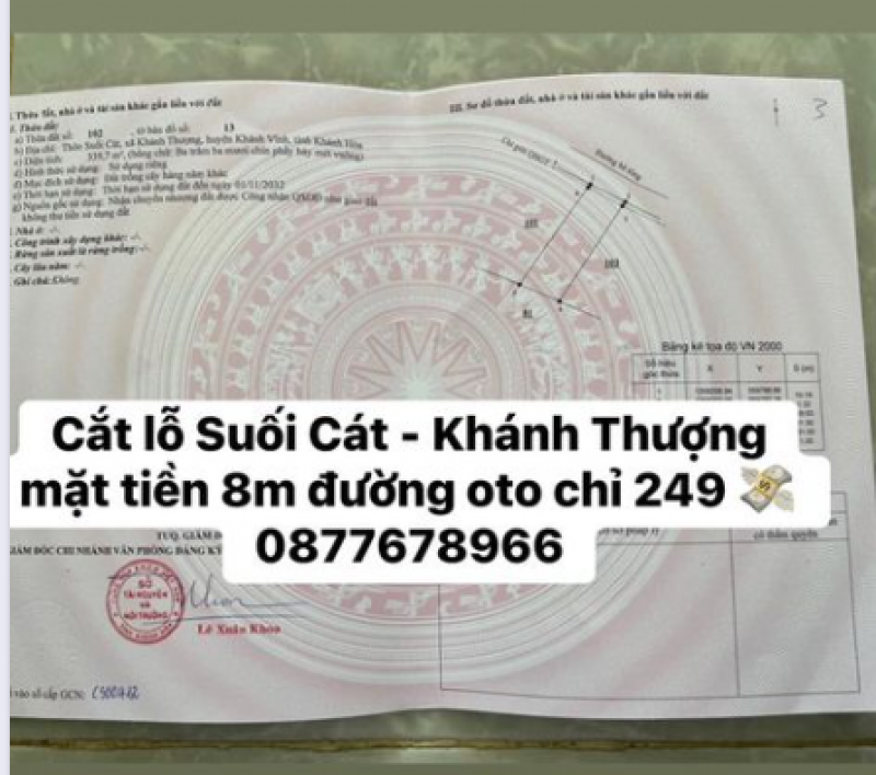 Đất giá rẻ xã Suối Cát - Khánh Thượng - Khánh Vĩnh 