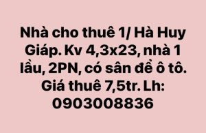 Nhà cho thuê Hà Huy Giáp (vào 120m) gần UB Thạnh Lộc Quận 12