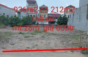 Bán gấp lô đất ngộp thở diện tích: 936m2  có 212m2 thổ cơ mặt tiền dài 28m  sổ đỏ (Hà Nội)